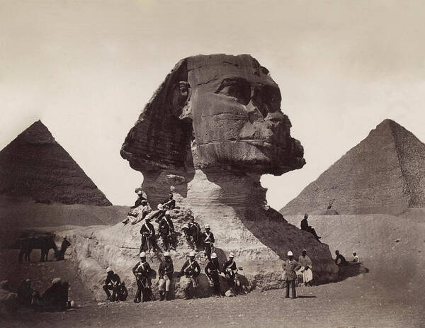 People Art Print featuring the photograph British Soldiers At The Sphinx by Bettmann
