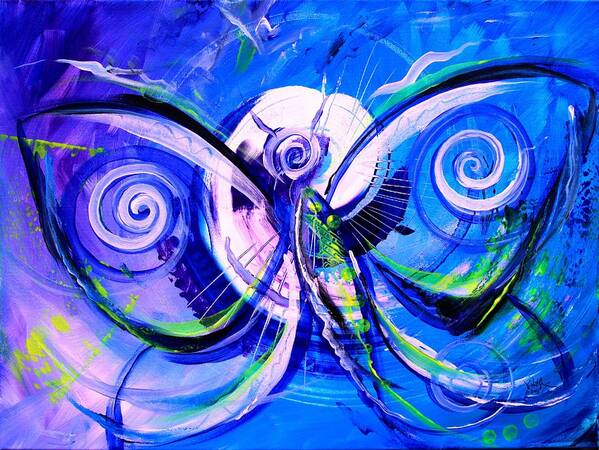 Butterfly Art Print featuring the painting Butterfly Blue Violet by J Vincent Scarpace