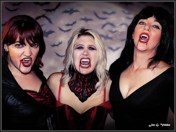 Vampire Art Print featuring the photograph Call Of The Vampires Women by Jon Volden