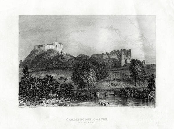 Engraving Art Print featuring the drawing Carisbrooke Castle, Newport, Isle by Print Collector
