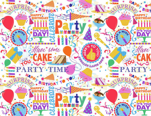 Celebrations Pattern Art Print featuring the mixed media Celebrations Pattern by Fiona Stokes-gilbert