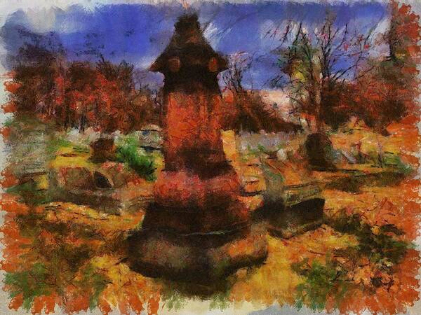 Cemetery Art Print featuring the mixed media Cemetery Afternoon II by Christopher Reed