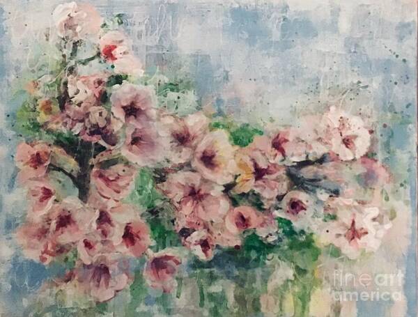 Pink Art Print featuring the painting Cherry Blossoms by Diane Fujimoto