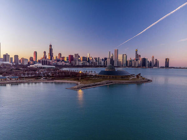 Chicago Art Print featuring the photograph Chicago Skyline over Planetarium by Bobby K