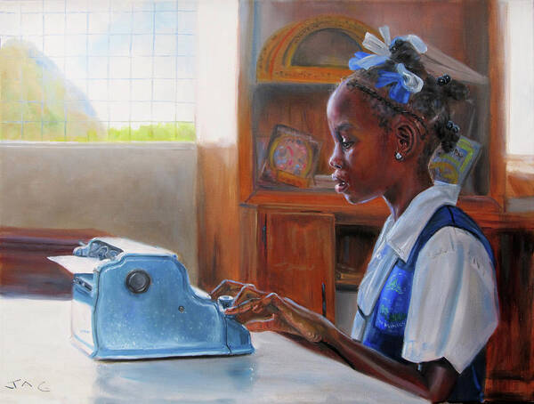 Caribbean Art Art Print featuring the painting Christy with Brailer by Jonathan Gladding