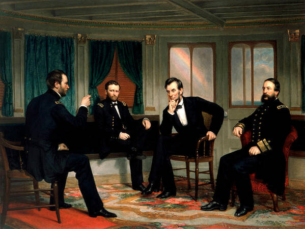 Civil War Art Print featuring the painting Civil War Union Leaders - The Peacemakers - George P.A. Healy by War Is Hell Store