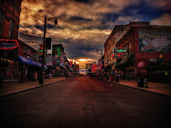 Beale Art Print featuring the photograph Cloudy Day on Beale Street by James C Richardson