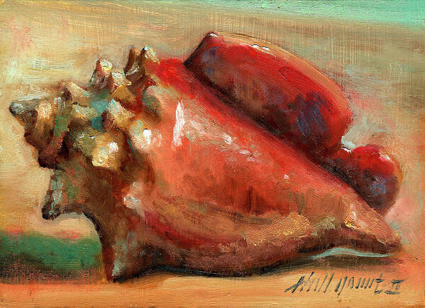 Conch Shell Art Print featuring the painting Conch Shell by Hall Groat Ii