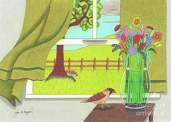 Spring Day Art Print featuring the drawing Cool Breeze by John Wiegand