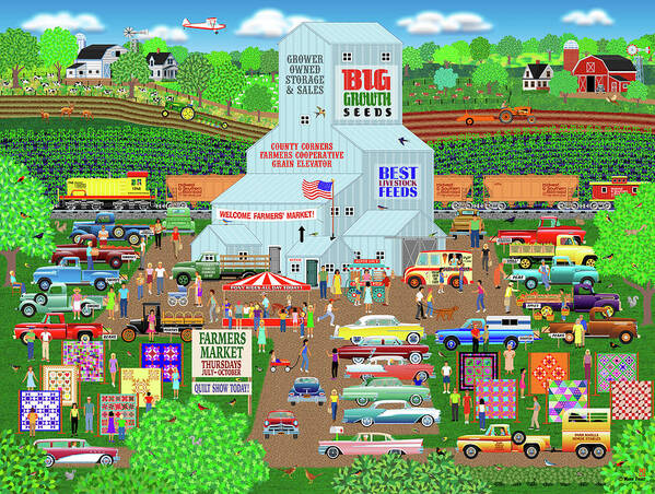 County Corner Farmers Market Art Print featuring the digital art County Corner Farmers Market by Mark Frost