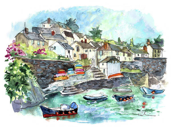 Travel Art Print featuring the painting Coverack On Lizard Peninsula 06 by Miki De Goodaboom