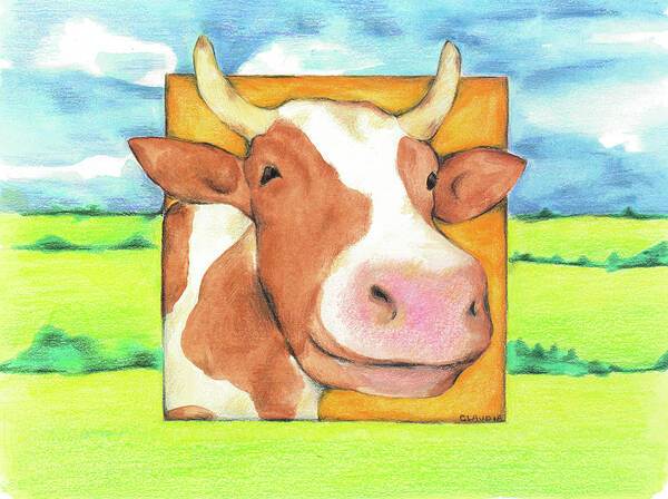 Cow Art Print featuring the painting Cow by Claudia Interrante