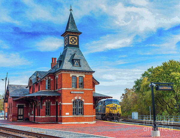 Americana Art Print featuring the photograph CSX Train at Point of Rocks Train Station Maryland by Thomas Marchessault