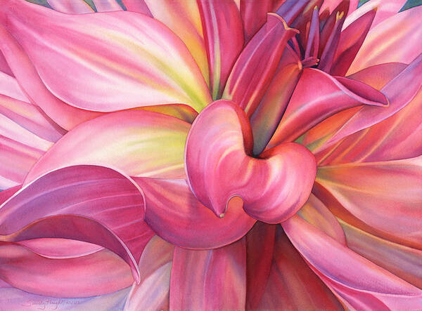 Dahlia Art Print featuring the painting Dahlia Darling by Sandy Haight