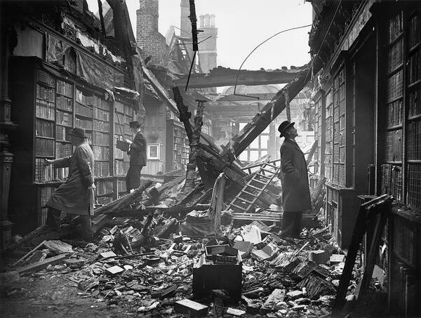 England Art Print featuring the photograph Damaged Library by Central Press
