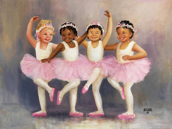 Multi Racial Ballerinas Art Print featuring the painting Dd_032 by Dianne Dengel