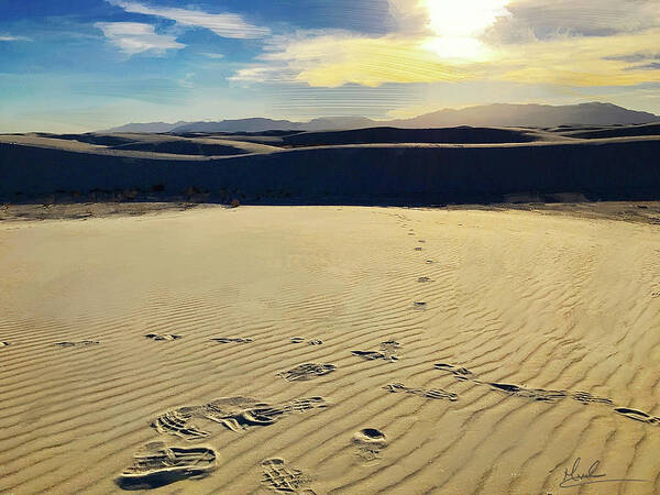 Desert Art Print featuring the photograph Desert Footprints I by GW Mireles