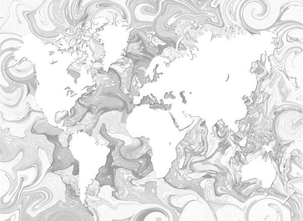World Map Art Print featuring the digital art Design 141 world map by Lucie Dumas