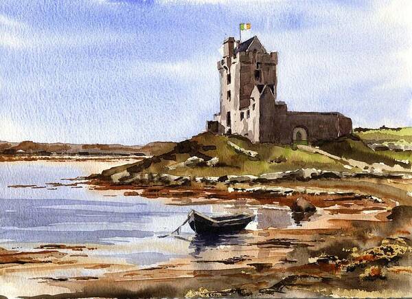 Galway Art Print featuring the painting Dunguaire Castle, Kinvara. by Val Byrne