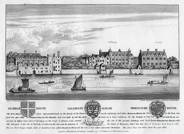 Engraving Art Print featuring the drawing Durham House, Salisbury House by Print Collector