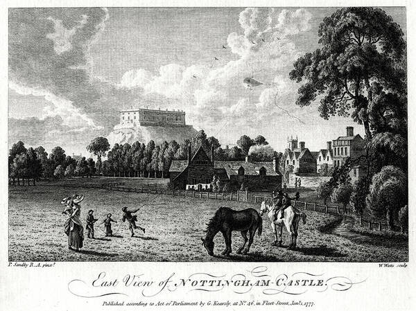 Horse Art Print featuring the drawing East View Of Nottingham Castle by Print Collector