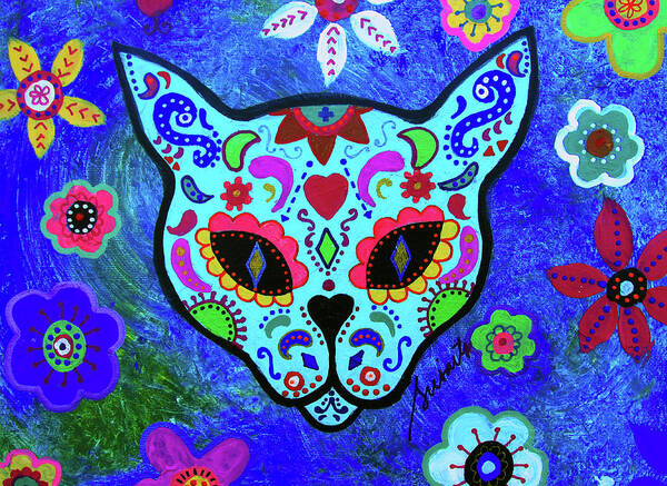 El Gato Face Meow Art Print featuring the painting El Gato Face Meow by Prisarts