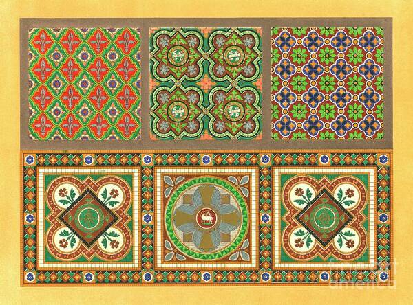 Engraving Art Print featuring the drawing Encaustic Tiles by Print Collector