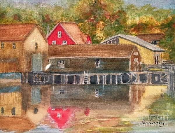 Kennebunkport Art Print featuring the painting Fall time in Maine by Sue Carmony