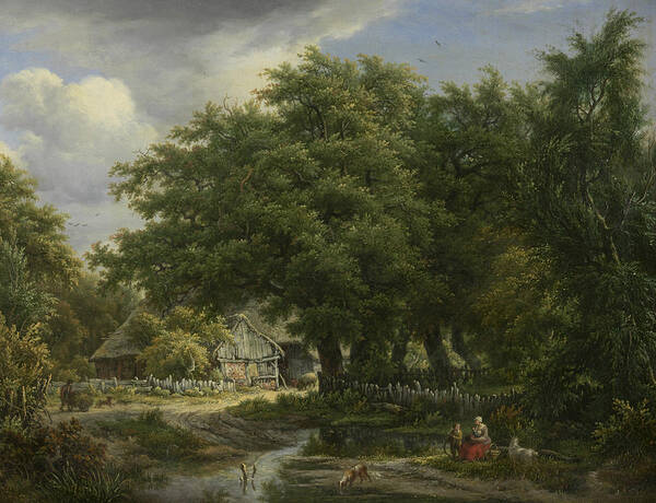 18th Century Art Art Print featuring the painting Farm House Between Trees by Egbert van Drielst