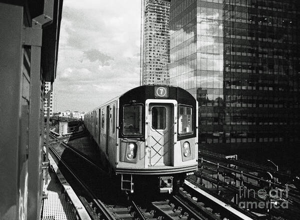 Black And White Art Print featuring the photograph Filmic N Y C No.7 - 7 Train at Queensboro Plaza by Steve Ember
