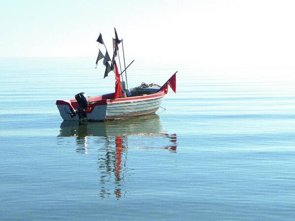 Tranquility Art Print featuring the photograph Fisher-boat In Baltic Sea by Km-foto
