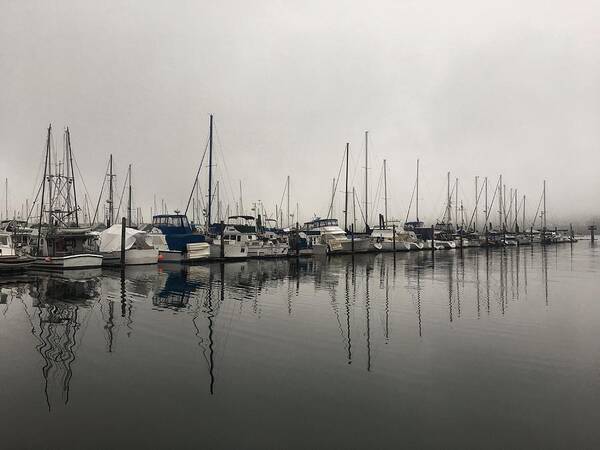 Fog Art Print featuring the photograph Foggy Morning at the Marina by Jerry Abbott