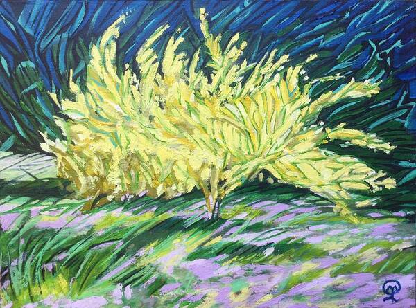 Forsythias Art Print featuring the painting Forsythias by Therese Legere