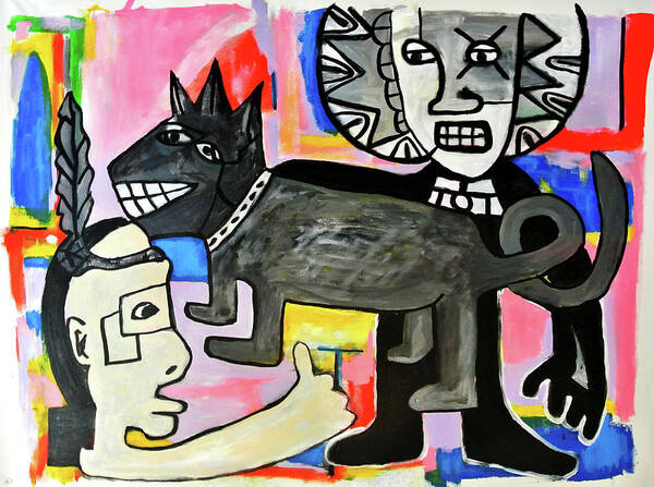 Chaos Art Art Print featuring the painting Friends You And I by Jose Rojas