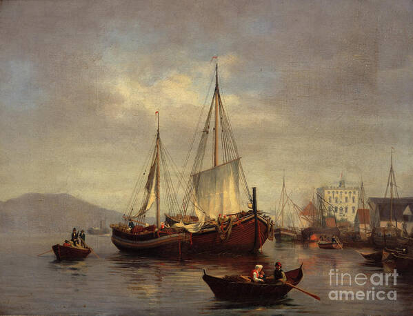 Amaldus Nilesen Art Print featuring the painting From Bergen, 1862 by O Vaering by Amaldus Nielsen