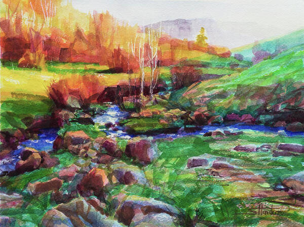 Landscape Art Print featuring the painting Gilded Hillside by Steve Henderson