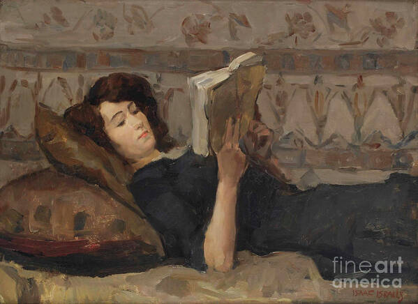 Oil Painting Art Print featuring the drawing Girl Reading On A Sofa by Heritage Images