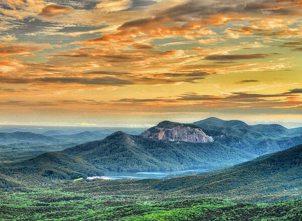 Table Rock Art Print featuring the photograph Glowing Sunset Over Table Rock by Blaine Owens