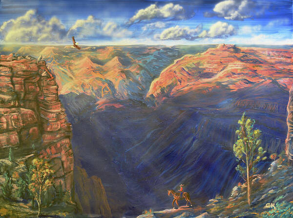 Arizona Art Print featuring the painting Grand Canyon and Mather Point by Chance Kafka