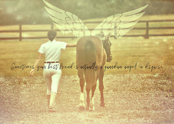 Angel Art Print featuring the photograph GUARDIAN IN DISGUISE quote by Dressage Design