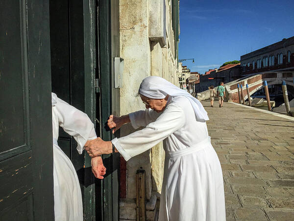 Nun Art Print featuring the photograph Helping Hands by Michael Gerbino