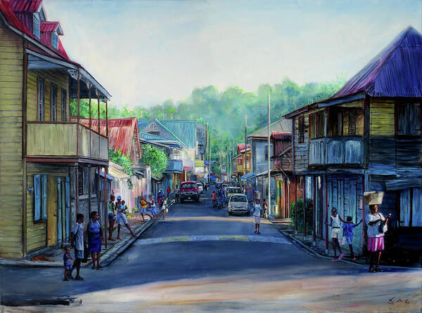 Caribbean Art Art Print featuring the painting High Street 2006 by Jonathan Gladding