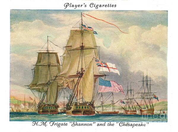 Engraving Art Print featuring the drawing Hmfrigate Shannon And The Chesapeake by Print Collector
