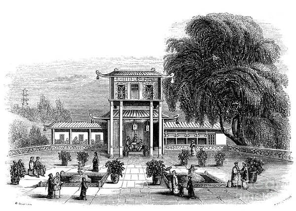 Engraving Art Print featuring the drawing House At Ningbo, China, 1847.artist by Print Collector