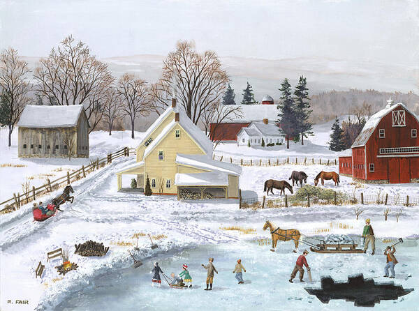 Country & Primitive Art Print featuring the painting Ice In The Country by Bob Fair