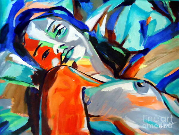 Nude Figures Art Print featuring the painting Idyll by Helena Wierzbicki