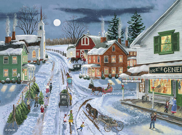 Country & Primitive Art Print featuring the painting Ikes General Store by Bob Fair