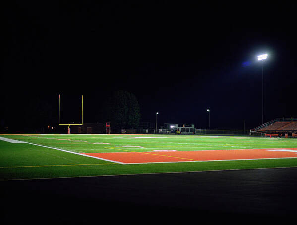 Team Sport Art Print featuring the photograph Illuminated American Football Field At by Darrin Klimek