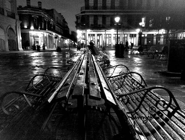 Amzie Adams Art Print featuring the photograph Jackson Square In The Rain by Amzie Adams