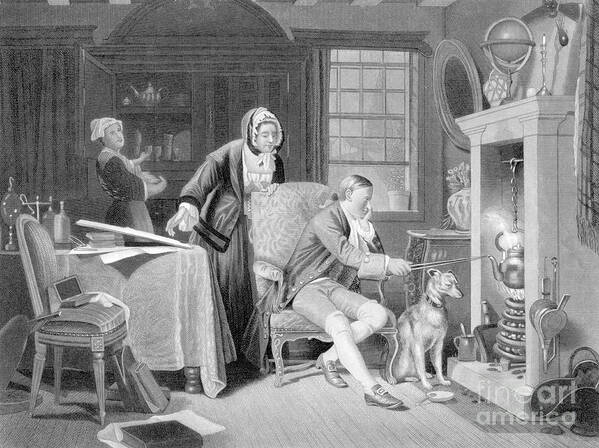 People Art Print featuring the photograph James Watt Illus.seated At Fireplace,dog by Bettmann